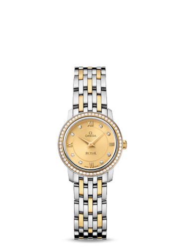 Omega De Ville Prestige Quartz 24.4 Stainless Steel / Yellow Gold / Diamond / Champagne / Bracelet